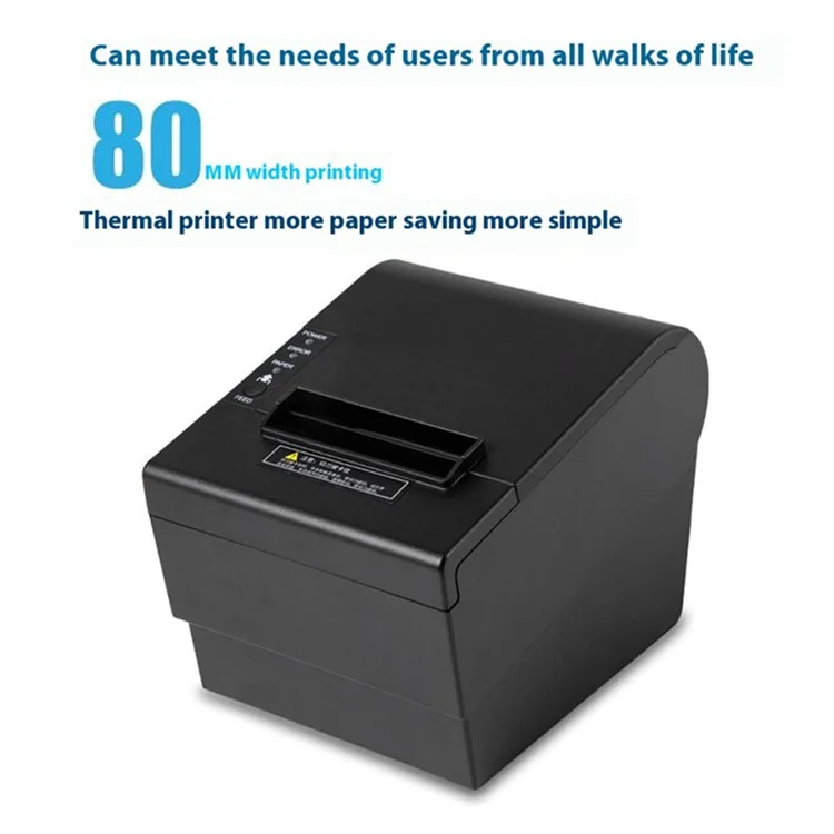 80370 USB+Bluetooth-compatible Thermal Label Printer  80mm Printing Width Receipt Printing Tool - EU Plug