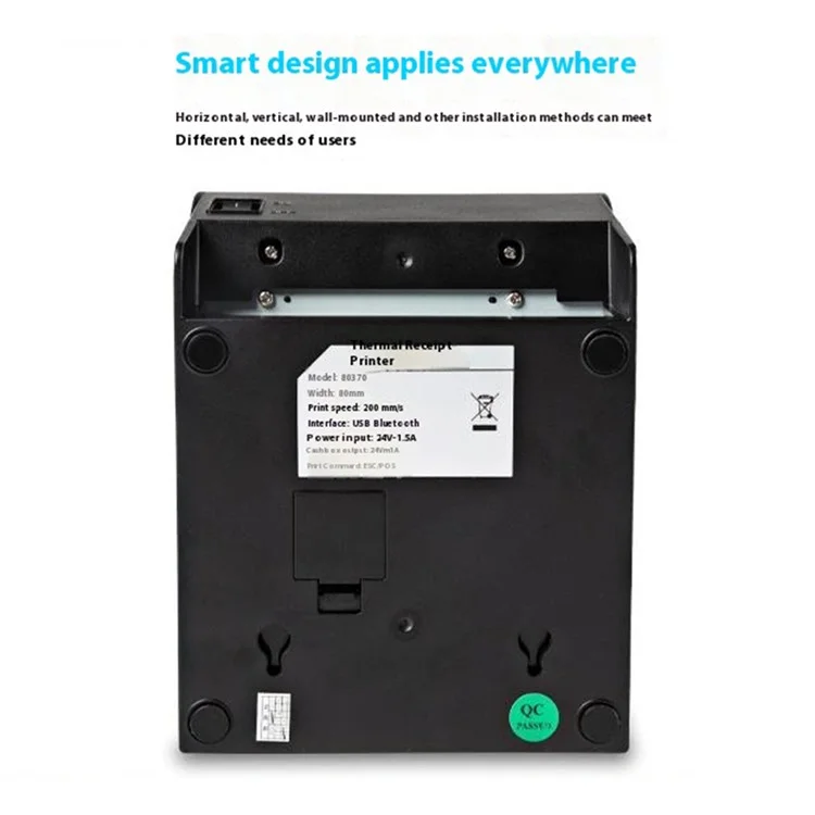 80370 USB+Bluetooth-compatible Thermal Label Printer  80mm Printing Width Receipt Printing Tool - EU Plug