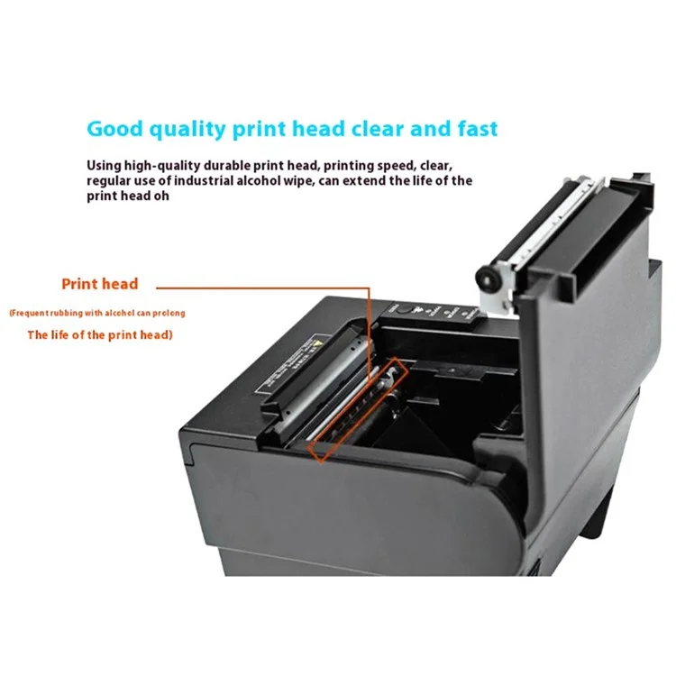 80370 USB+Bluetooth-compatible Thermal Label Printer  80mm Printing Width Receipt Printing Tool - EU Plug