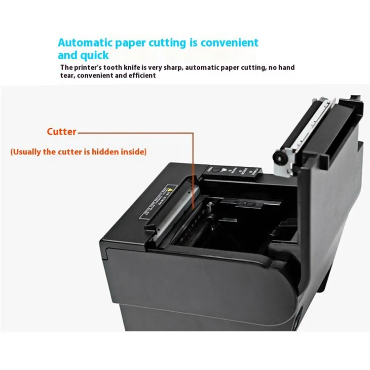 80370 USB+Bluetooth-compatible Thermal Label Printer  80mm Printing Width Receipt Printing Tool - EU Plug