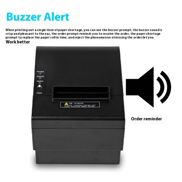 80370 USB+Bluetooth-compatible Thermal Label Printer  80mm Printing Width Receipt Printing Tool - EU Plug
