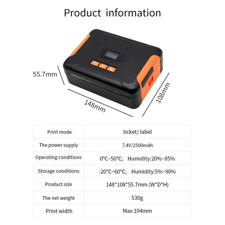 Imprimante d'étiquettes thermiques Bluetooth USB HL40 Cell Phone - Prise US