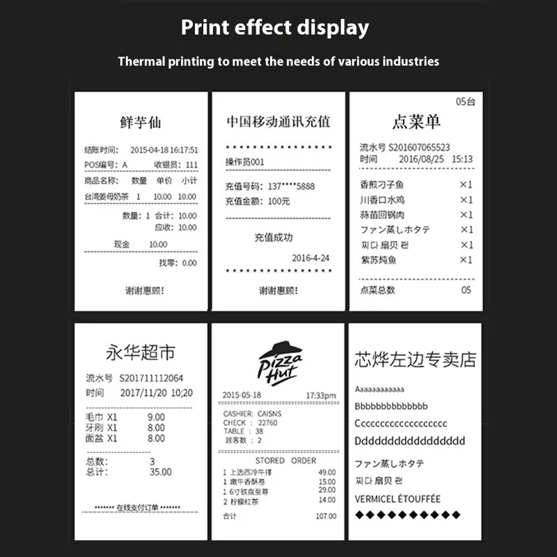 80HB5 USB+Bluetooth-compatible 80mm Thermal Label Printer Receipt Printing Tool for Apple / Android- EU Plug