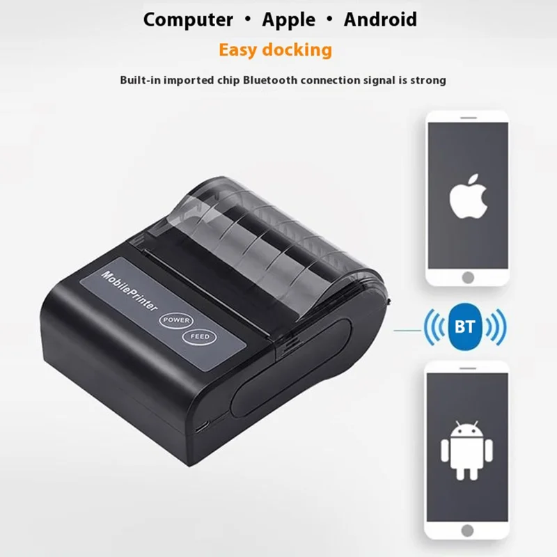 80HB5 USB+Bluetooth-compatible 80mm Thermal Label Printer Receipt Printing Tool for Apple / Android- EU Plug