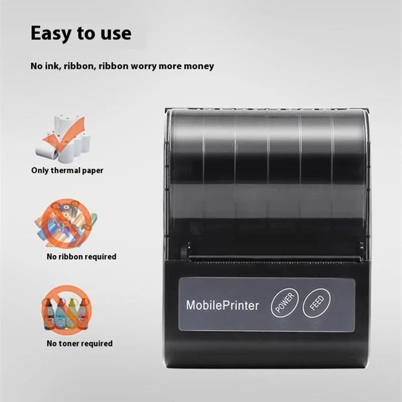 80HB5 USB+Bluetooth-compatible 80mm Thermal Label Printer Receipt Printing Tool for Apple / Android- EU Plug