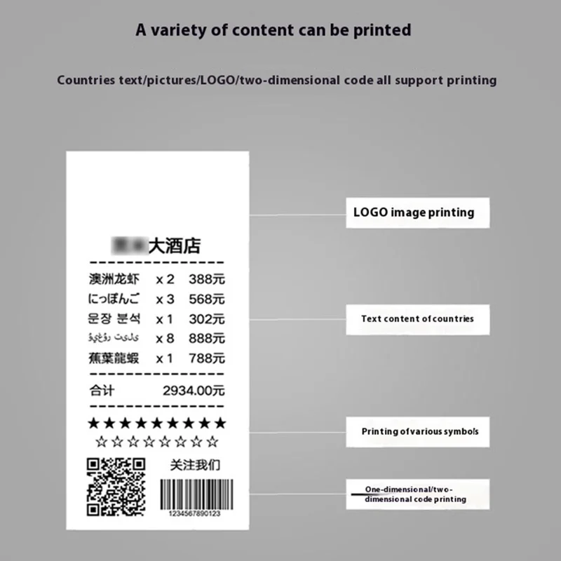 80HB5 USB+Bluetooth-compatible 80mm Thermal Label Printer Receipt Printing Tool for Apple / Android- EU Plug