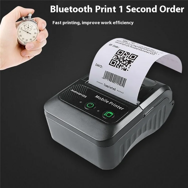 58BH2 USB+Bluetooth-compatible Thermal Label Printer Receipt Printing Tool with 58mm Width Printing Paper Roll - US Plug