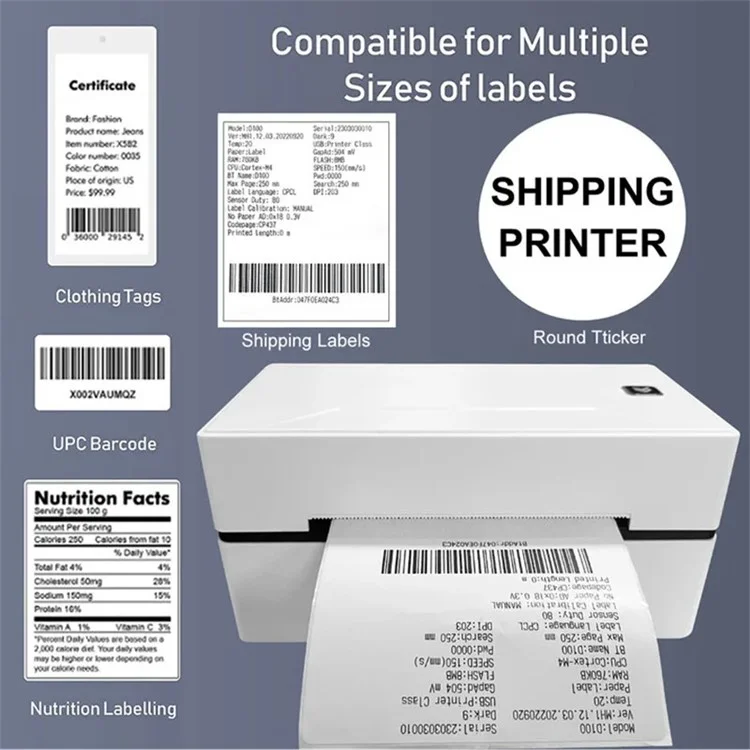 MARKLIFE D100 Mini Bluetooth-compatible Thermal Shipping Label Printer Barcode Printing Device - Black / US Plug