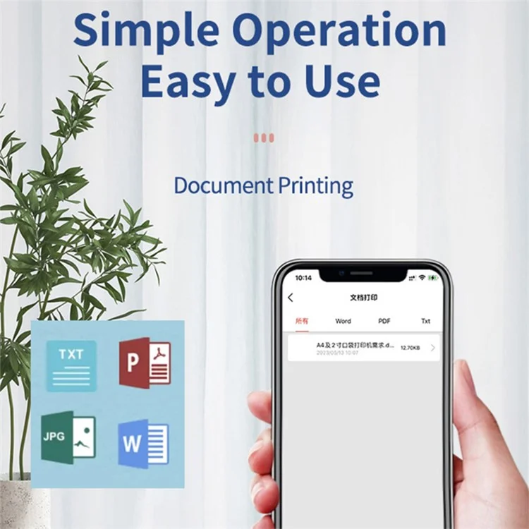 MARKLIFE D210 Mini Home Office Bluetooth-compatible Thermal Printer A4 Letter Paper Wireless Inkless Printer - White