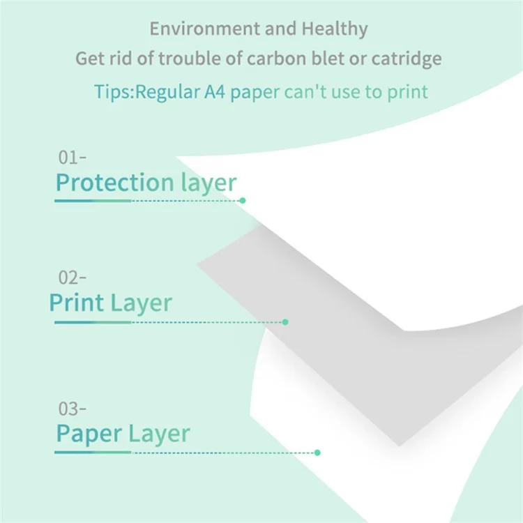 MARKLIFE D210 Mini Home Office Bluetooth-compatible Thermal Printer A4 Letter Paper Wireless Inkless Printer - White