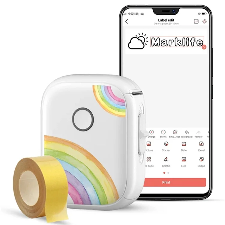 MARKLIFE P12 Mini Home Bluetooth-compatible Inkless Thermal Printer Wireless Labels Notes Printer