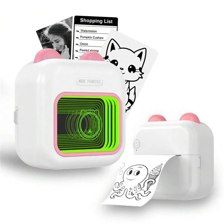 M10 Mini Home Bluetooth-compatible Thermal Printer Wireless Inkless Photo Label Notes Printer - Pink