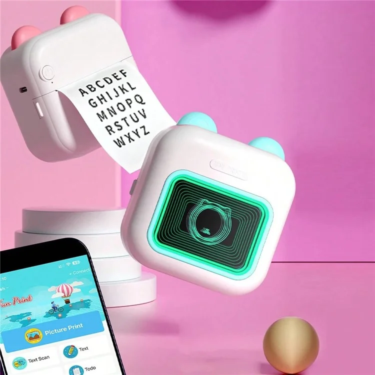 M10 Mini Home Bluetooth-compatible Thermal Printer Wireless Inkless Photo Label Notes Printer - Pink