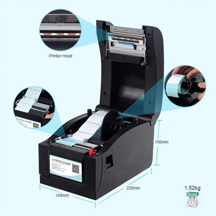 Xpriner XP-350B Thermischer Barcode-drucker Hochgeschwindigkeits-usb-etikettendruckmaschine, Eu-stecker