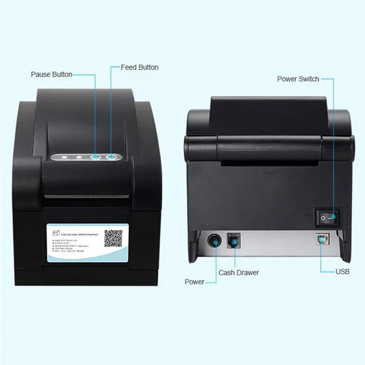 Xpriner XP-350B Thermischer Barcode-drucker Hochgeschwindigkeits-usb-etikettendruckmaschine, Eu-stecker