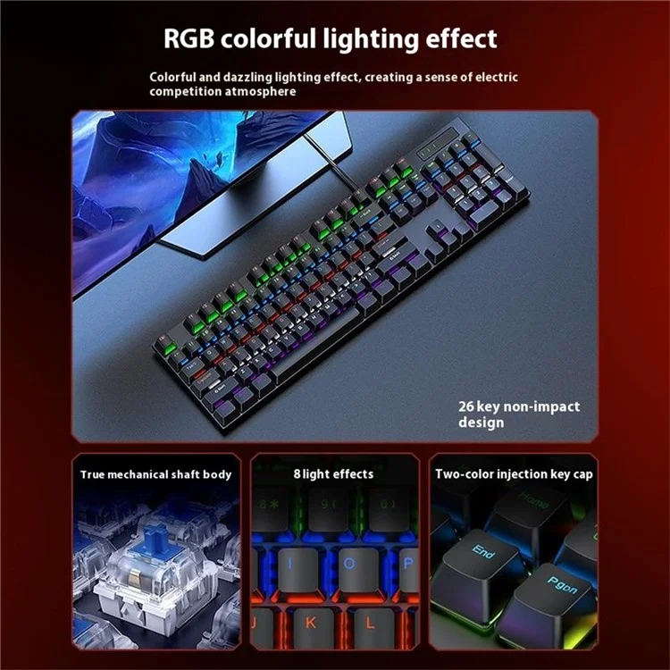 T-WOLF TF700 Backlight USB Wired Gaming Keyboard Mouse Headphone Mouse Pad Set