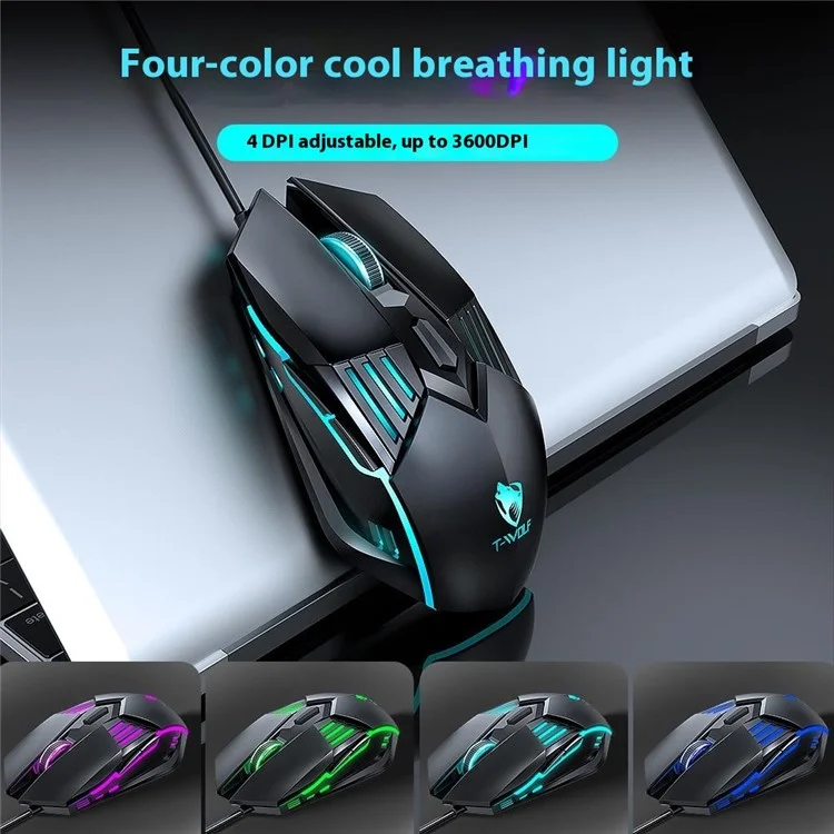 T-WOLF TF700 Backlight USB Wired Gaming Keyboard Mouse Headphone Mouse Pad Set