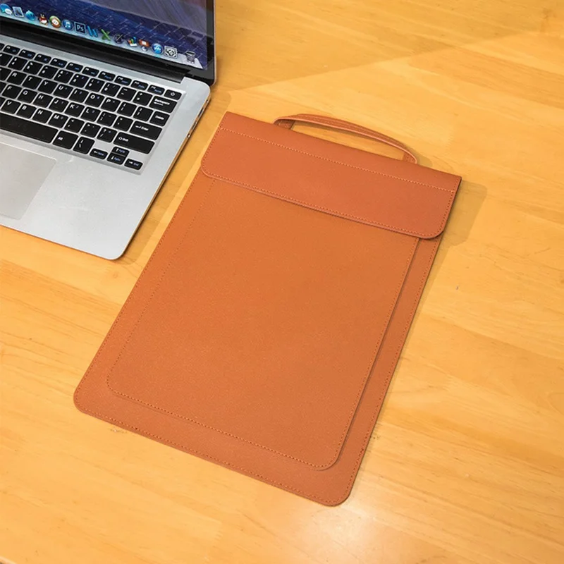 Business Style Waterproof PU Leather Protective Sleeve for 15 / 16-inch Laptop Carrying Case - Black