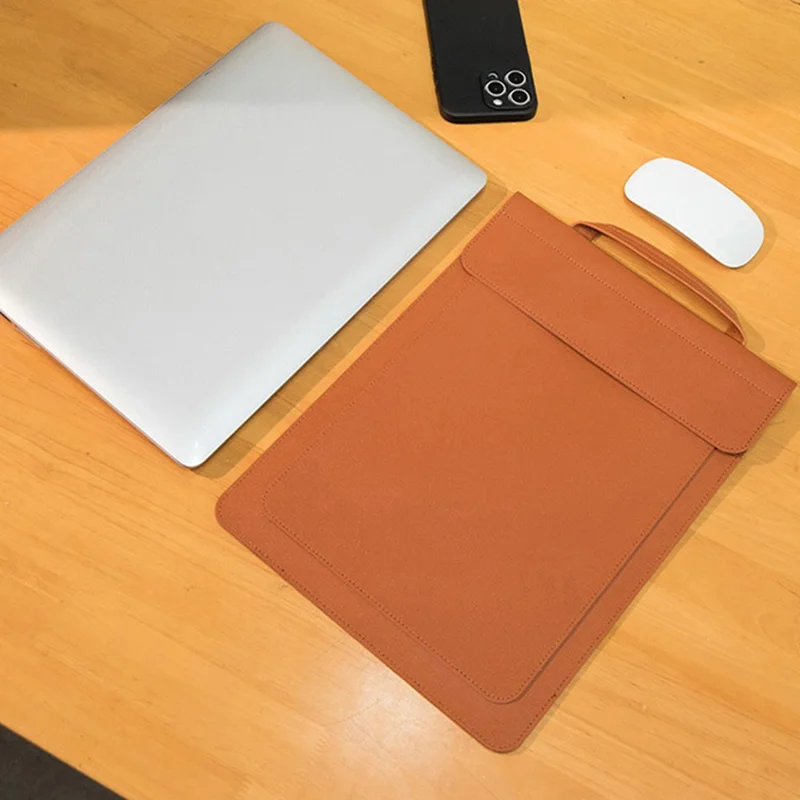 Business Style Waterproof PU Leather Protective Sleeve for 15 / 16-inch Laptop Carrying Case - Black