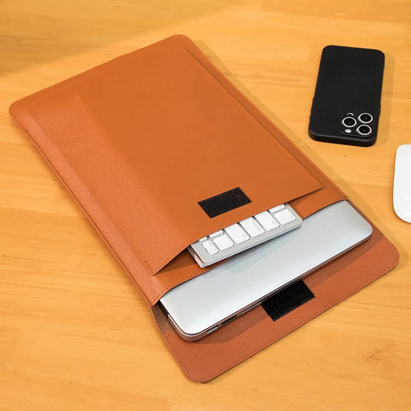 Business Style Waterproof PU Leather Protective Sleeve for 15 / 16-inch Laptop Carrying Case - Black