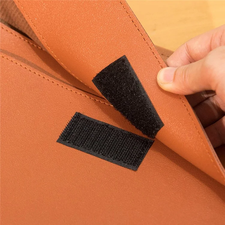 Étui de Transport en Cuir PU Imperméable de Style Commercial Pour 15 / Manche D'ordinateur Portable de 16 Pouces Avec Mini Sac - Brun