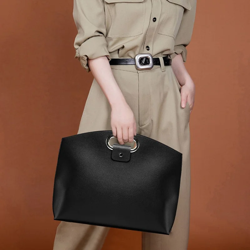 Business Style Waterproof Portable PU Leather Handbag with Carrying Case for 13.3 / 14-inch Laptop - Brown