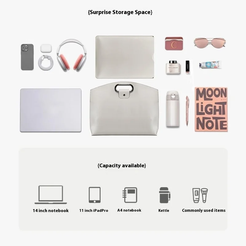 Business Style Waterproof Portable PU Leather Handbag with Carrying Case for 13.3 / 14-inch Laptop - Brown