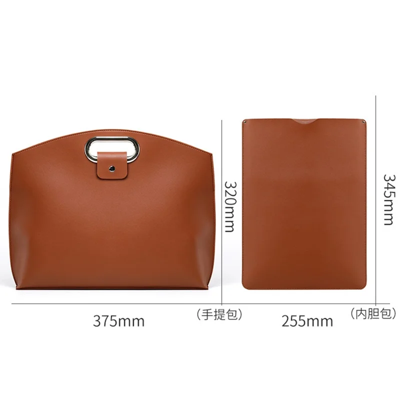Business Style Waterproof Portable PU Leather Handbag with Carrying Case for 13.3 / 14-inch Laptop - Brown