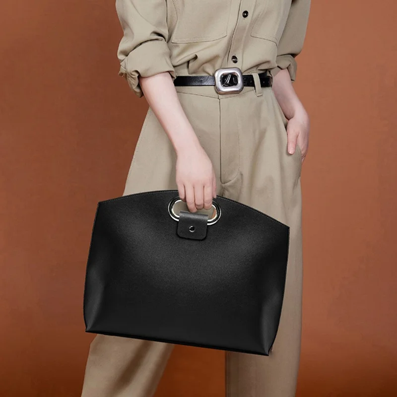 Business Style Waterproof Portable PU Leather Handbag for 13.3 / 14-inch Laptop Sleeve Bag - Black