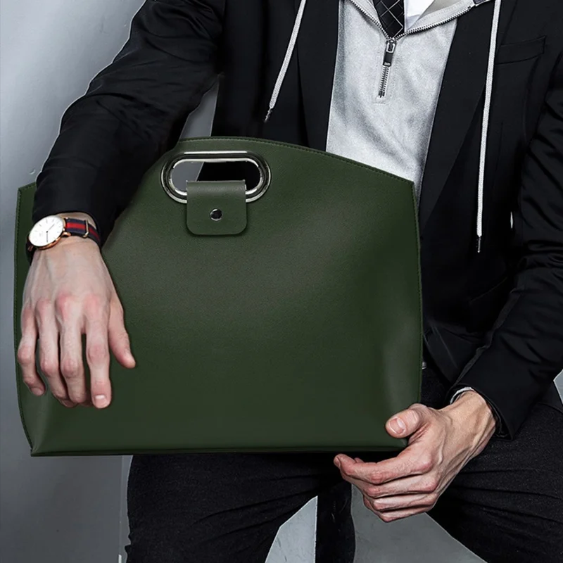 Business Style Waterproof Portable PU Leather Handbag for 13.3 / 14-inch Laptop Sleeve Bag - Black