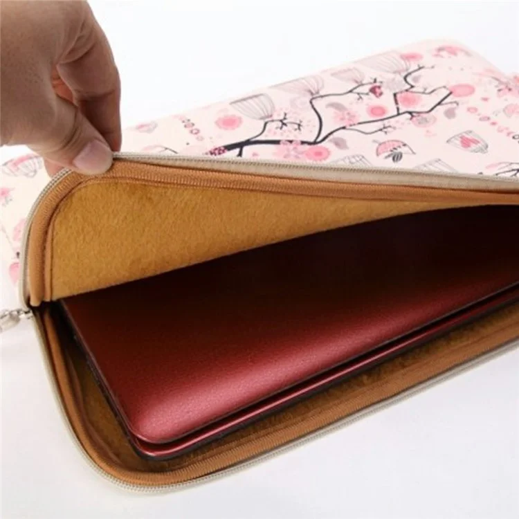 LISEN Cartoon Pattern Design Carrying Case for 13-Inch Laptops Storage Bag, 34.5 x 24 x 1.5cm - Pink