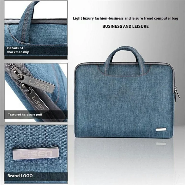 Lisen Business Style Carting Case Para Laptops de 13,3 Polegadas Bolsa de Armazenamento Portátil Com Mini Bolsa - Azul Escuro