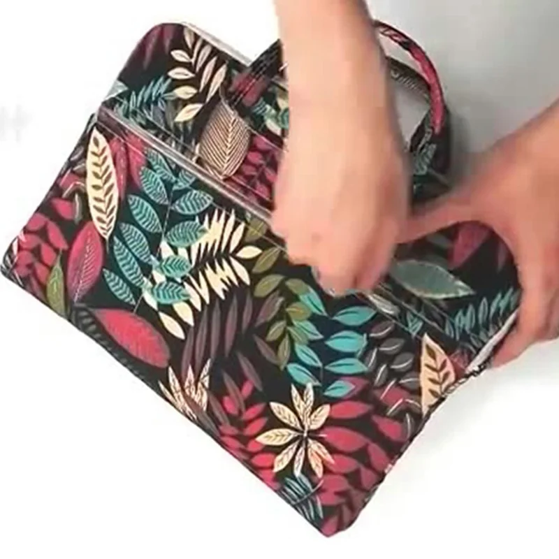 LISEN Pattern Print Canvas Carrying Case for 13.3-Inch Laptops Portable Storage Bag with Mini Bag - Elephant Red