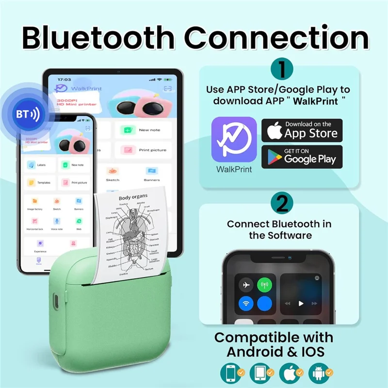 X6 Portable Mini Handheld Label Printer Thermal Printing Bluetooth-compatible Label Maker - Beige