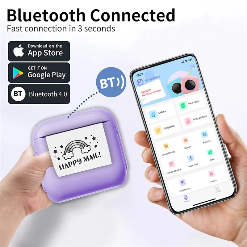X6 Portable Mini Handheld Label Printer Thermal Printing Bluetooth-compatible Label Maker - Beige
