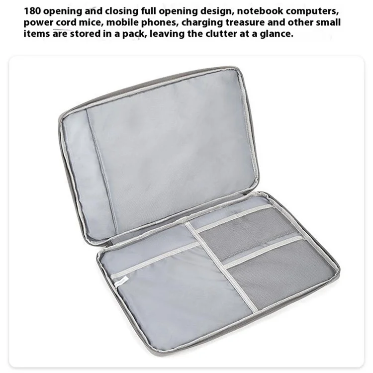 For 11.6-12.5 inch Laptop Carrying Case Polyester Splash-Proof Anti-Shock Portable Sleeve Bag - Grey