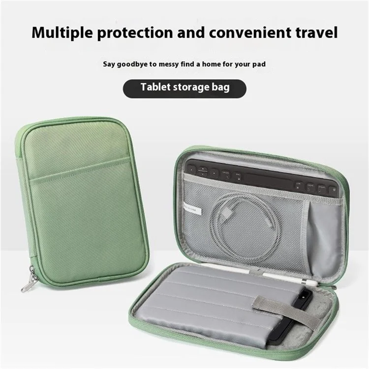 For 7-8 inch E-Reader Carrying Case Polyester Splash-Proof Portable Tablet Sleeve Bag - Green