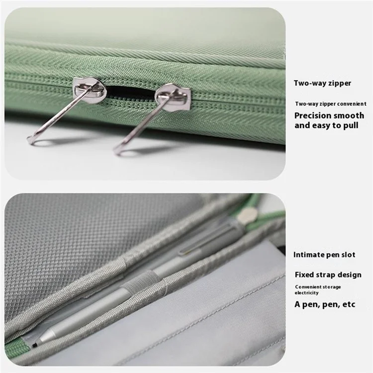 For 7-8 inch E-Reader Carrying Case Polyester Splash-Proof Portable Tablet Sleeve Bag - Green
