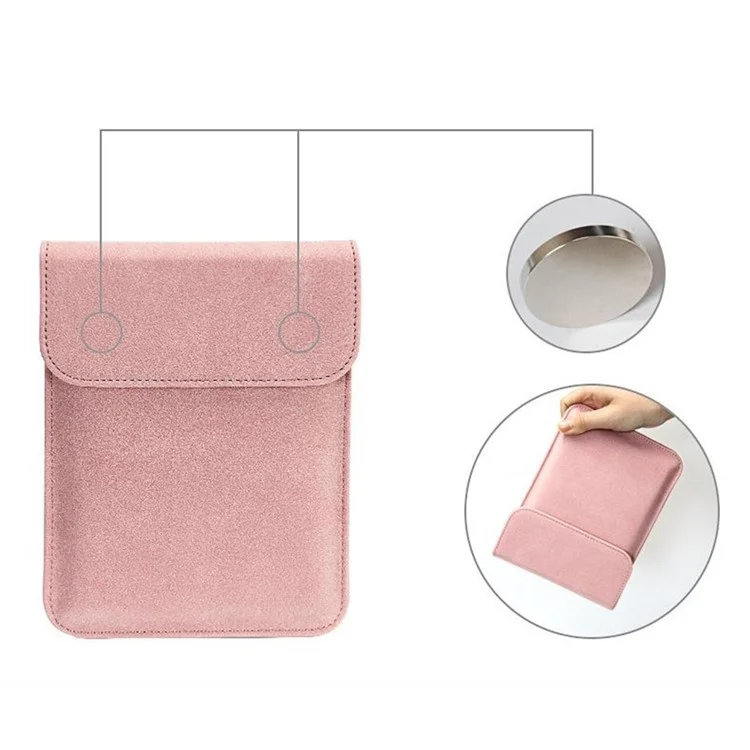 Capa de transporte para e-reader de 6,8 polegadas em couro sintético PU, bolsa de proteção portátil com fechamento magnético - Rosa
