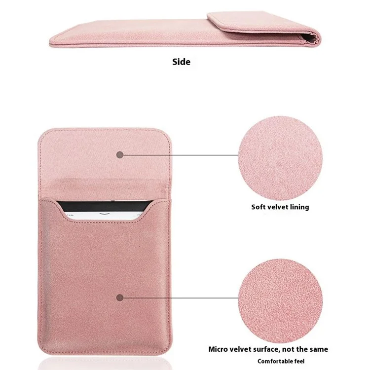 For 6 inch E-Reader Carrying Case PU Leather Portable Protective Bag Magnetic Closure - Pink