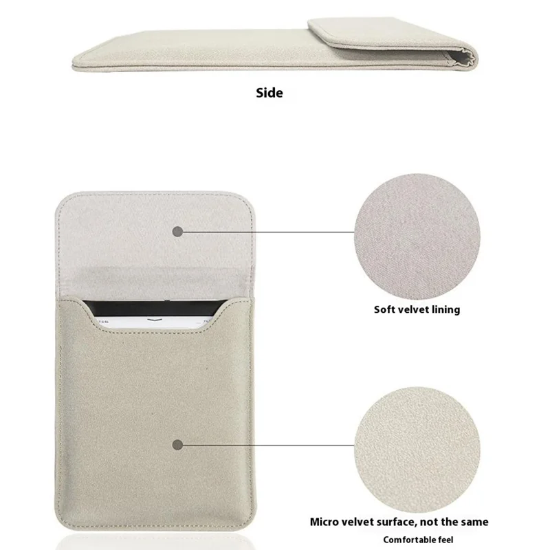 For 6 inch E-Reader Carrying Case PU Leather Portable Protective Bag Magnetic Closure - Light Grey