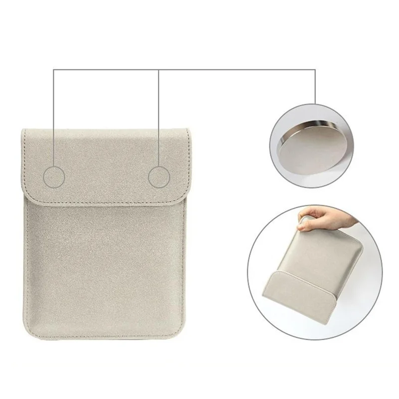 For 6 inch E-Reader Carrying Case PU Leather Portable Protective Bag Magnetic Closure - Light Grey