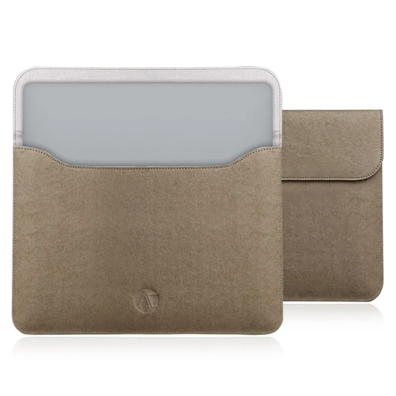 For 14 inch Laptop Carrying Case Washed Kraft Paper Portable Sleeve Bag Magnetic Closure - Green