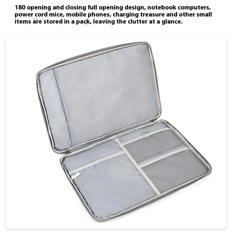 For 15.6 inch Laptop Carrying Case Polyester Splash-Proof Anti-Shock Portable Sleeve Bag - Grey