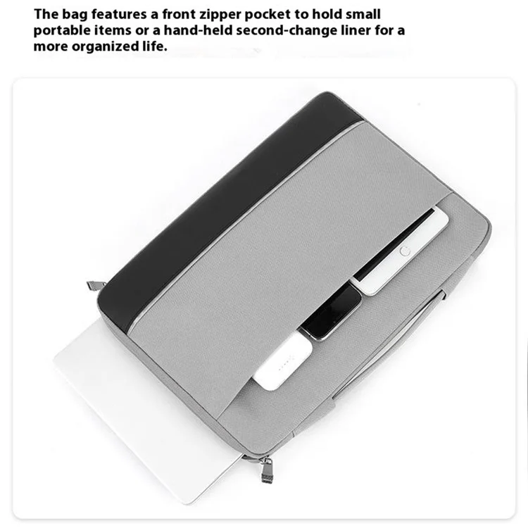 For 15.6 inch Laptop Carrying Case Polyester Splash-Proof Anti-Shock Portable Sleeve Bag - Grey
