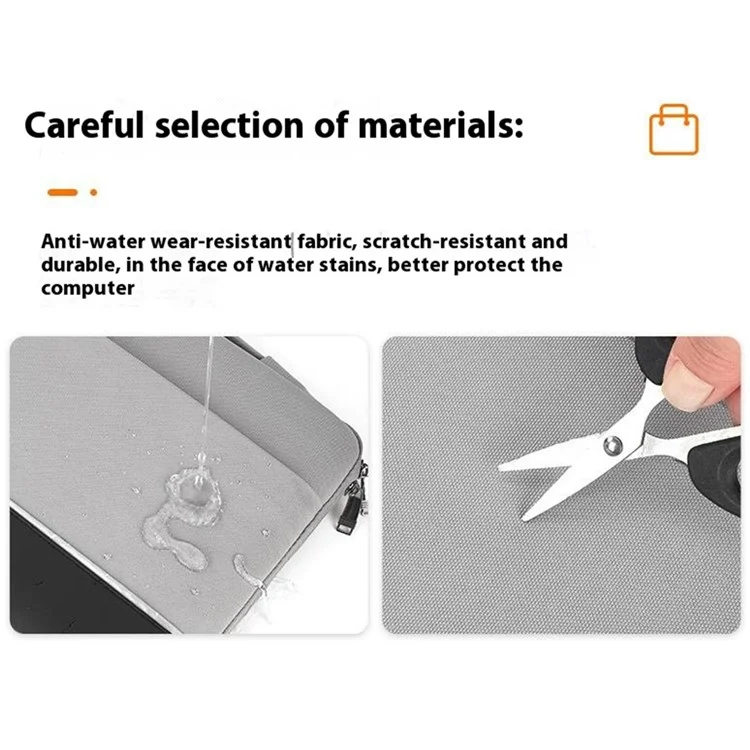 For 15.6 inch Laptop Carrying Case Polyester Splash-Proof Anti-Shock Portable Sleeve Bag - Grey