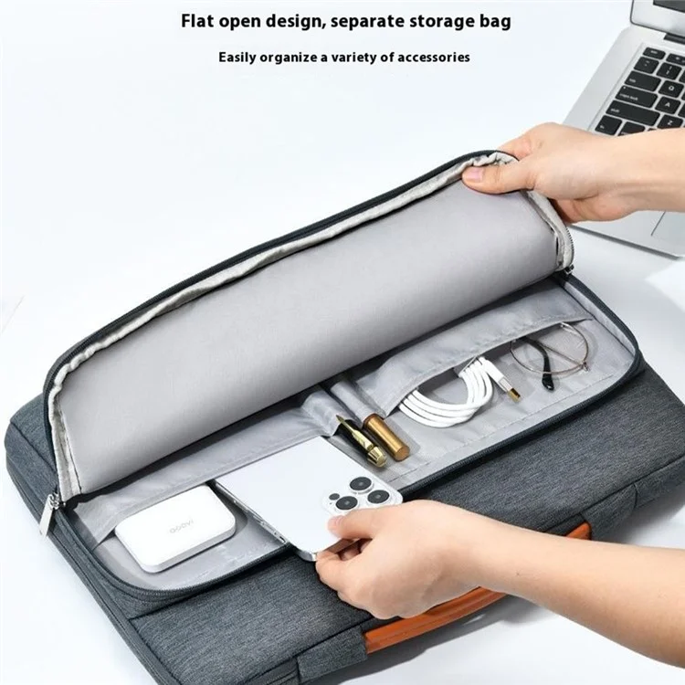 For 14 inch Laptop Carrying Case Oxford Cloth Wear Resistant Portable Sleeve Bag Business Style - Grey