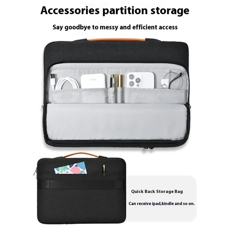 For 14 inch Laptop Carrying Case Oxford Cloth Wear Resistant Portable Sleeve Bag Business Style - Grey