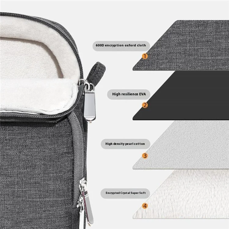 For 15.6 inch Shoulder Laptop Bag Business Style Multi-Functional Notebook Sleeve Bag with Air Cushion Protection - Grey