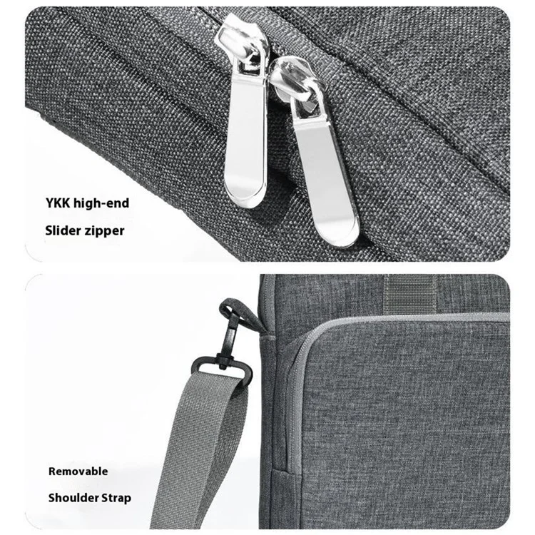 For 15.6 inch Shoulder Laptop Bag Business Style Multi-Functional Notebook Sleeve Bag with Air Cushion Protection - Grey